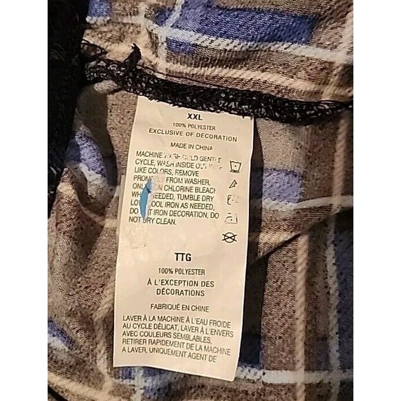 Nautica Mens Pajama Pants XXL Plaid Blue Fleece Elastic Waist Drawstring - Picture 6 of 10
